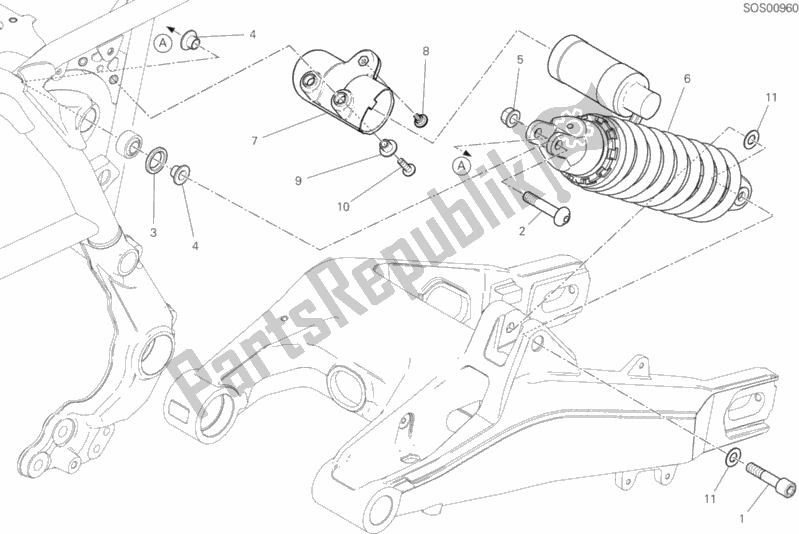 Tutte le parti per il Ammortizzatore Posteriore del Ducati Scrambler Desert Sled Thailand 803 2020